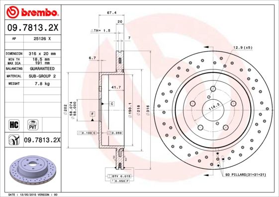 фото Тормозной диск brembo 09.7813.2x