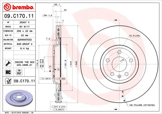 фото Тормозной диск brembo 09.c170.11