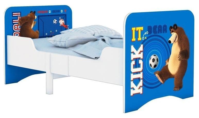 фото Кровать polini kids fun 3200 детская раздвижная маша и медведь синий