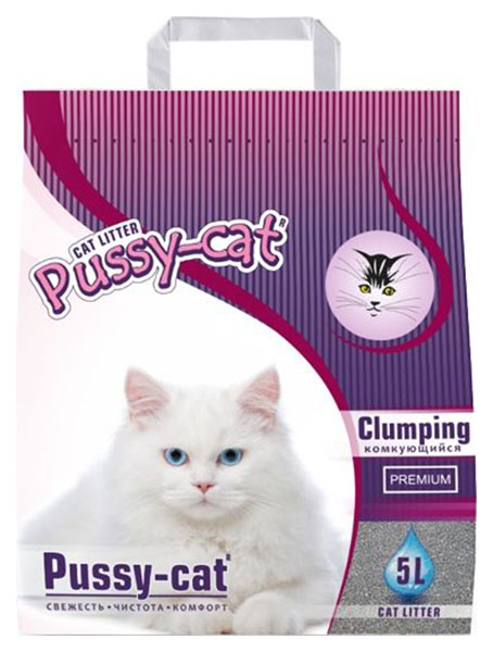 фото Комкующийся наполнитель для кошек pussy-cat premium clumping бентонитовый, 4 кг, 5 л