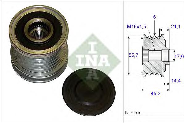 

Шкив генератора Ina для Audi A4, A6 1.6, 2.0, 1.8t 1997-2005 535003610