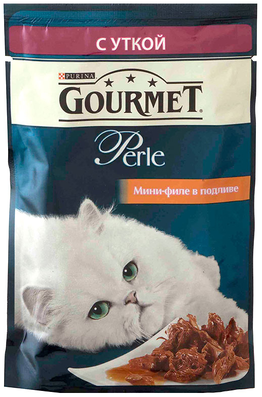 

Влажный корм для кошек Gourmet Perle, утка, 85г, Perle