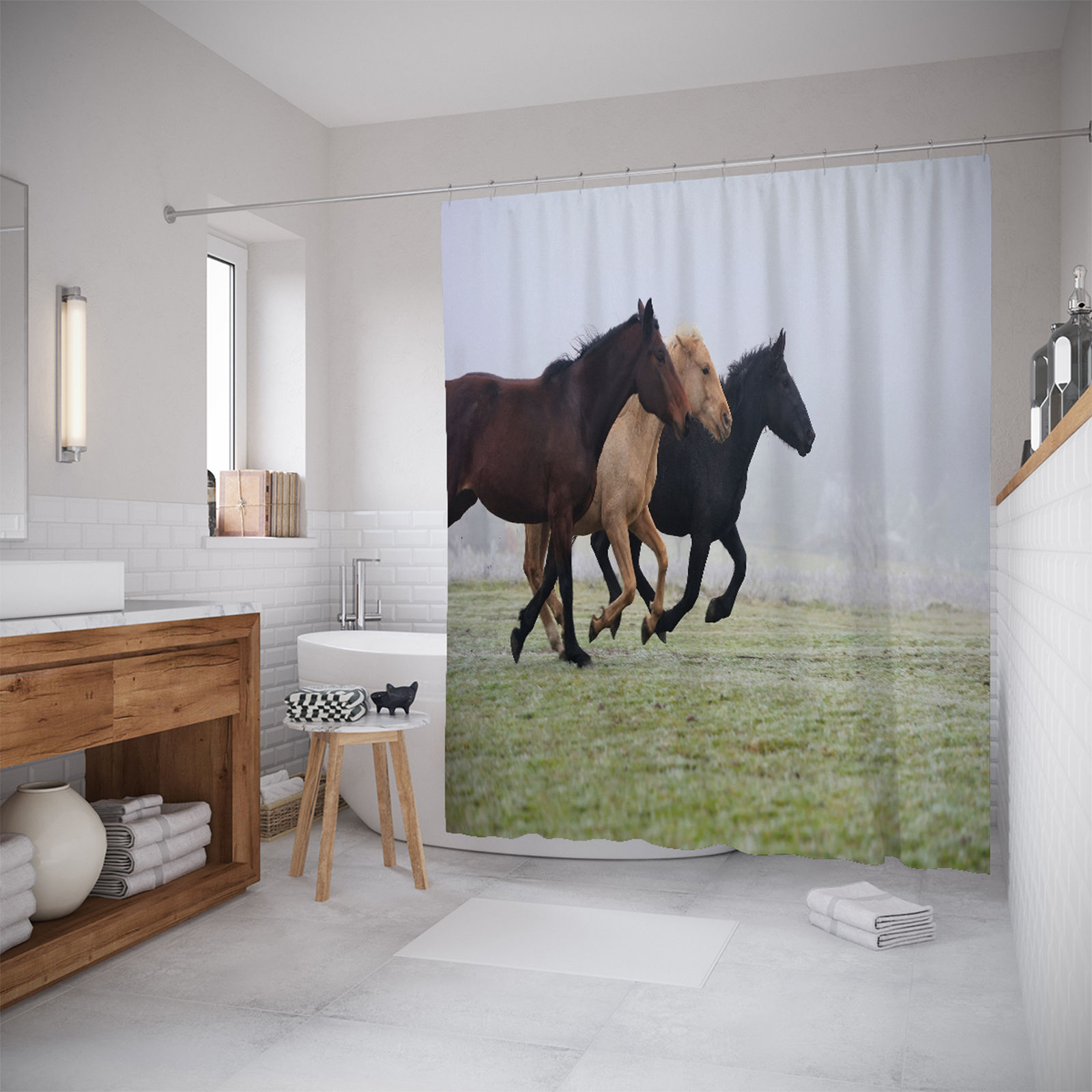 фото Штора для ванной joyarty «лошади стремятся к цели» 180x200