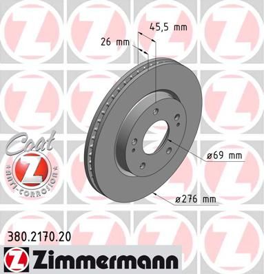 фото Тормозной диск zimmermann 380.2170.20