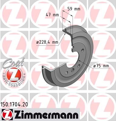 

Тормозной барабан ZIMMERMANN 150.1704.20