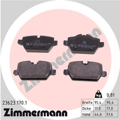 фото Комплект тормозных колодок, дисковый тормоз zimmermann 23623.170.1