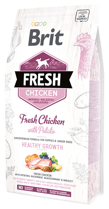 

Сухой корм для щенков Brit Fresh Healthy Growth, курица, картофель, 12кг, Fresh Healthy Growth