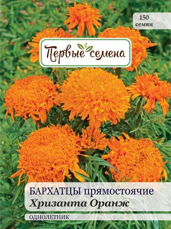 

Семена цветов Первые семена Бархатцы Хризанта Оранж прямостоячие, 0,5 г