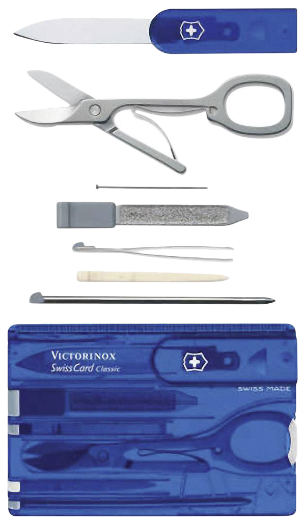 

Мультитул Victorinox Swiss Card Classic, синий/серебристый, 10 опций, Swiss Card Classic