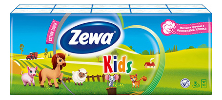Платки Zewa Plus носовые детские, 10 шт бумажные платки zewa с ароматом ромашки 10 шт