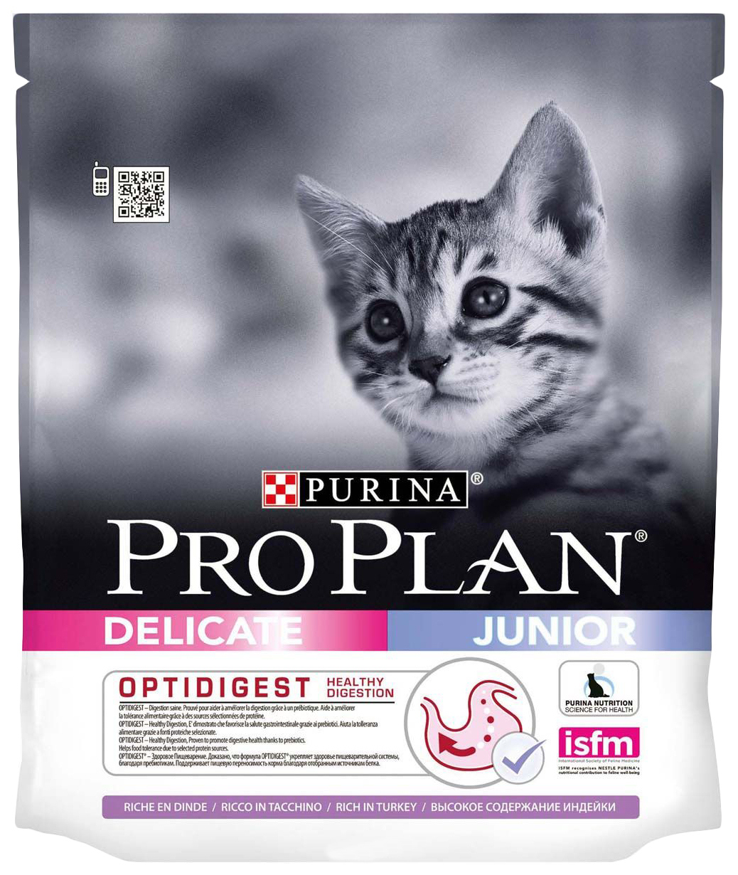 фото Сухой корм для котят pro plan delicate junior optidigest, индейка, 0,4кг