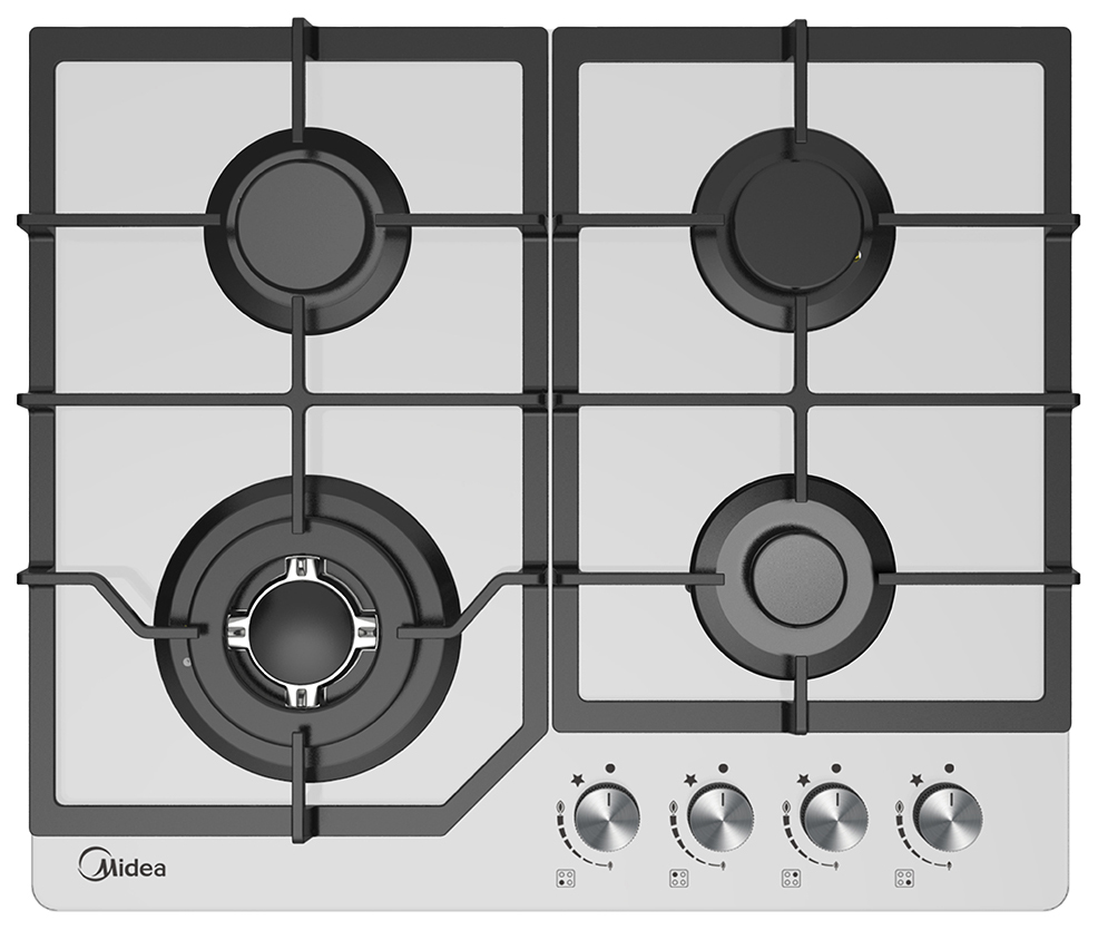 фото Встраиваемая варочная панель газовая midea mg684tgw white