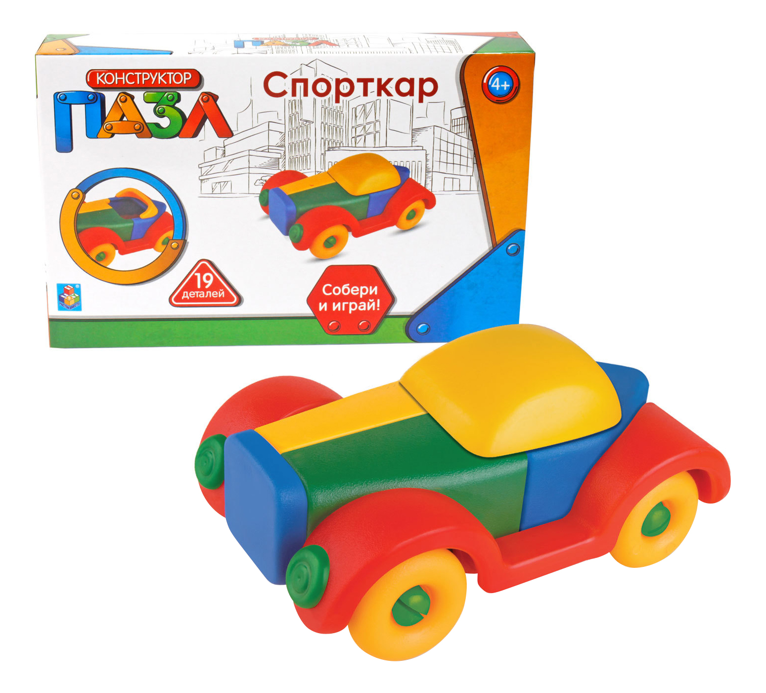 фото Конструктор-пазл спорткар 19 деталей 1 toy