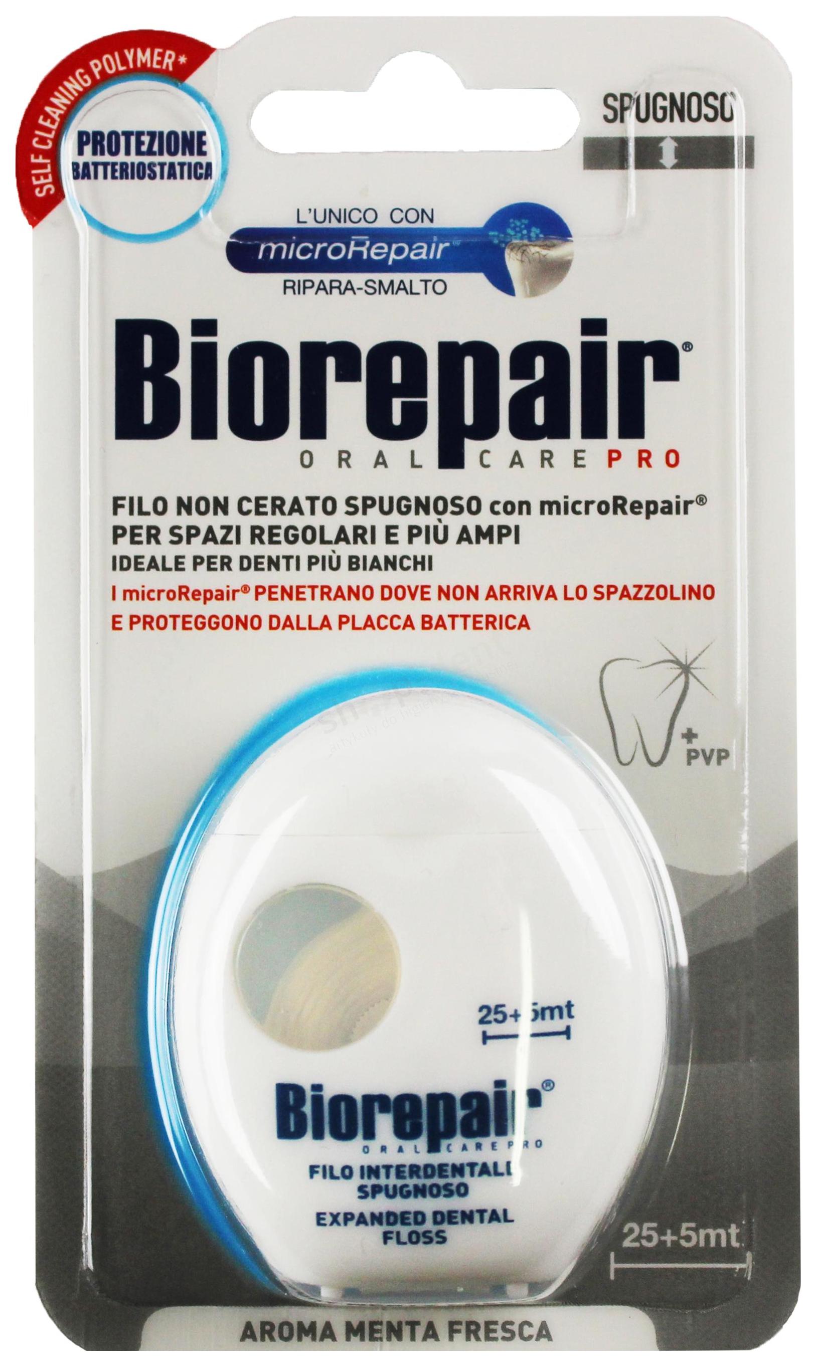 Зубная нить Biorepair Expanded Dental Floss Отбеливающая 30 м dentaglanz dentaglanz зубная нить charcoal dental floss