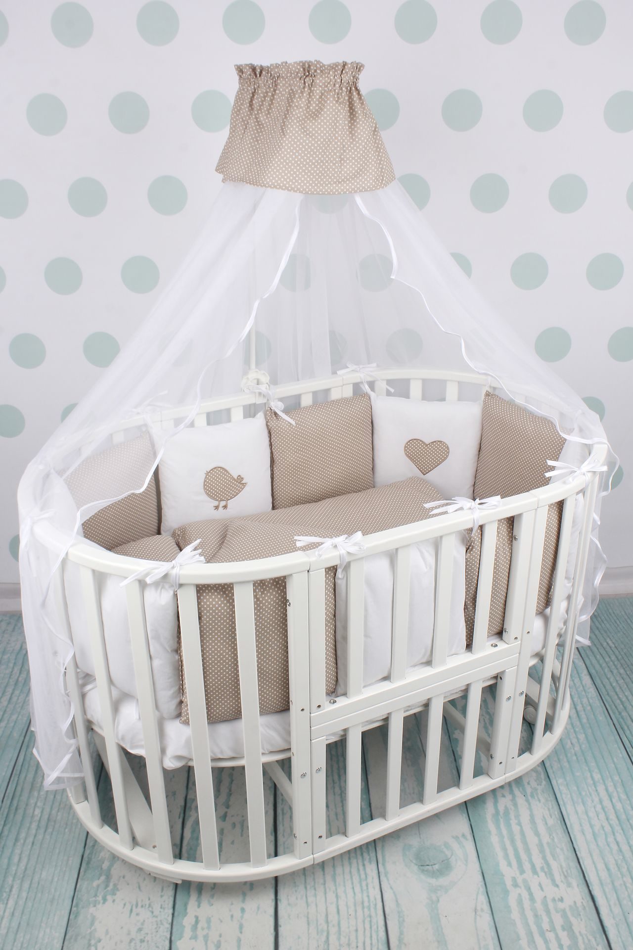 

Комплект Premium в кроватку 18 предметов (6+12 бортиков) AmaroBaby КРОХА (кофе)