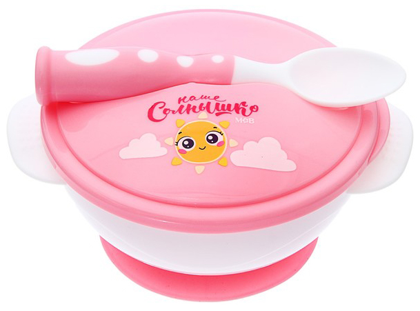 фото Набор детской посуды «наше солнышко», 3 пр. розовый mum&baby