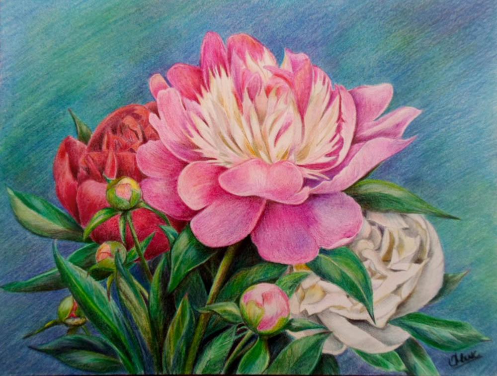 

Алмазная вышивка Алмазная Живопись Букет пионов, 30x40 см, Букет пионов