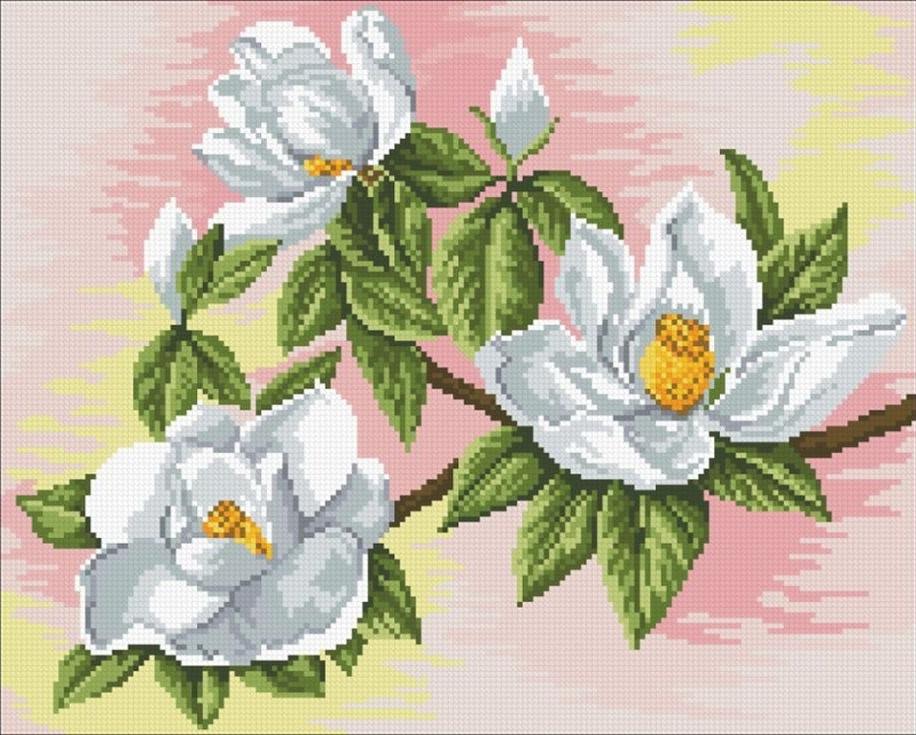 

Алмазная вышивка Паутинка Цветущая магнолия, 40x32 см, Цветущая магнолия