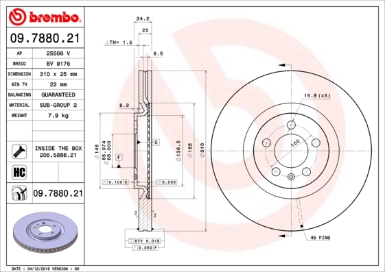 фото Тормозной диск brembo 09788021