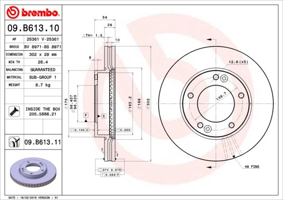 фото Тормозной диск brembo 09.b613.11