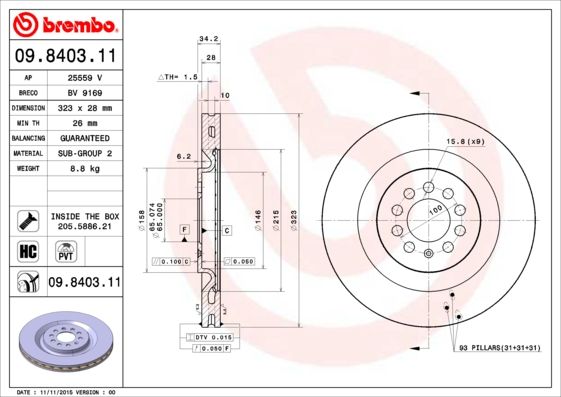 

Тормозной диск brembo 09.8403.11