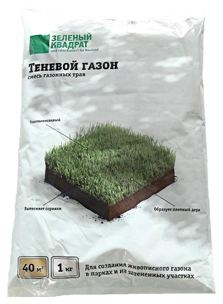 фото Семена газон зеленый квадрат ® теневой, 1 кг зеленый ковер