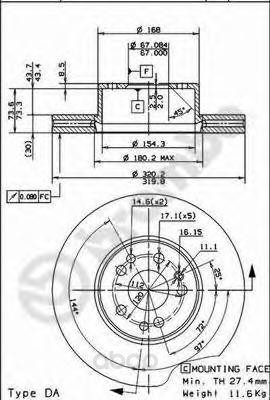 

Тормозной диск brembo передний для Mercedes-Benz w140, c140 2.8-6.0 1991-1999 09570420