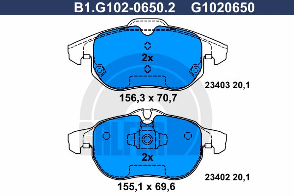 

Комплект тормозных дисковых колодок GALFER B1.G102-0650.2