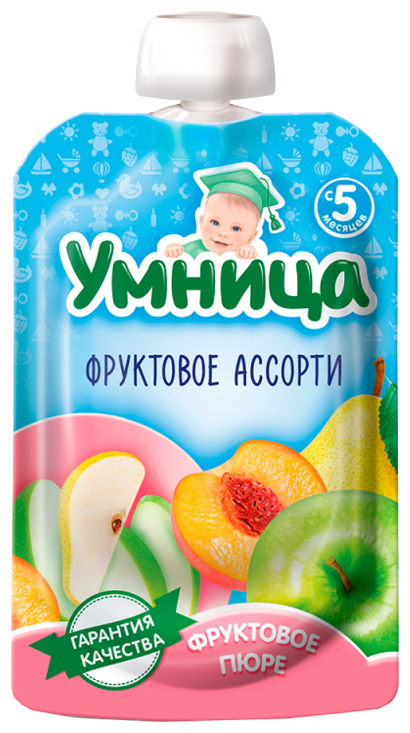 

Пюре фруктовое Умница Фруктовое ассорти с 5 мес. 100 г, 1 шт., Фруктовое ассорти пауч