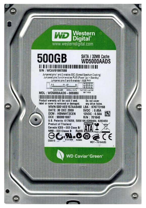 фото Внутренний жесткий диск western digital caviar green 500gb (wd5000aads)