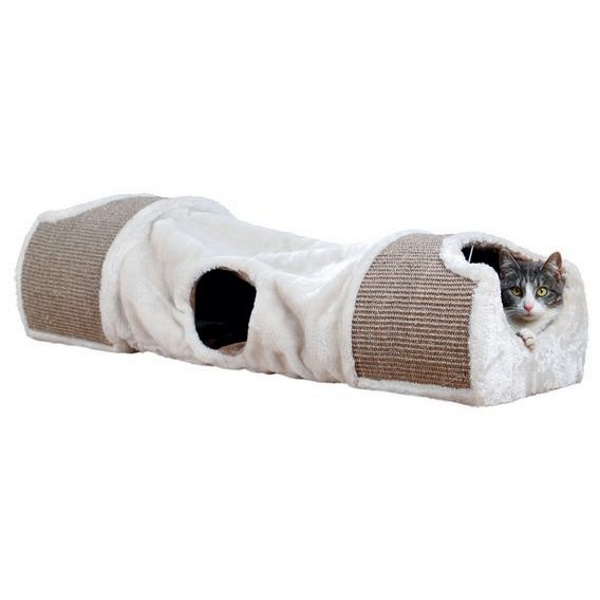 фото Домик для кошек trixie scratching tunnel, туннель-когтеточка, серо-коричневый, 110х30х38см