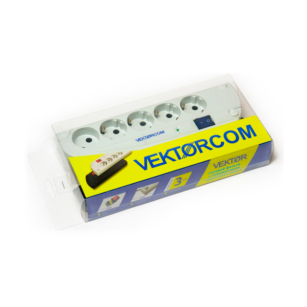 Сетевой фильтр Vector Com А116, 5 розеток, 5 м, White