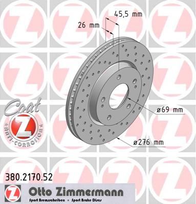 фото Тормозной диск zimmermann 380.2170.52