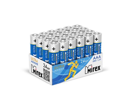 Батарейка щелочная Mirex LR03/AAA 1,5V 24 шт батарейка фаzа ааа lr03um b2 ultra max щелочная блистер 2 шт 5043053