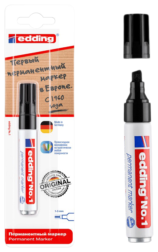 

Перманентный маркер Edding чёрный, блистер черный
