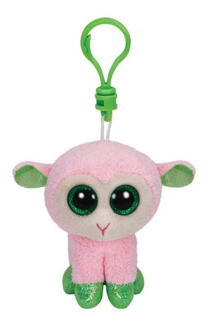 фото Мягкая игрушка ty beanie boos брелок овечка (розовая с зелеными копытцами) 12 см