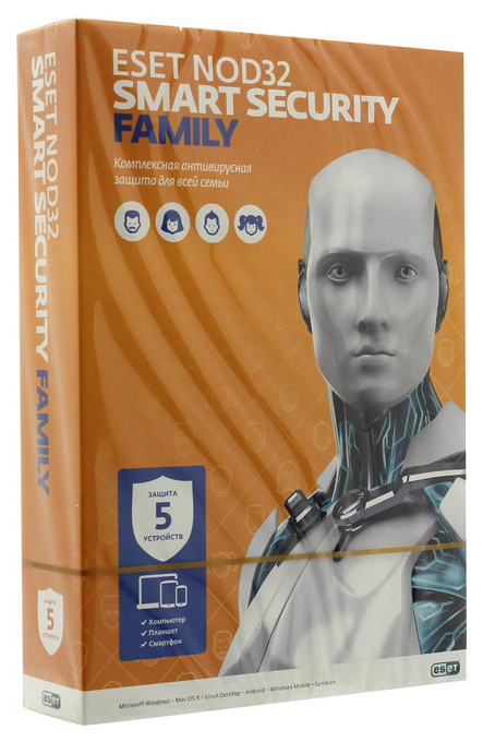 

Антивирус Eset NOD32 Smart Security Family 5 устройств, 1 год, NOD32 Smart Security Family