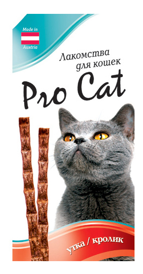 фото Лакомство для кошек pro cat лакомые палочки, с уткой и кроликом 13,5см, 15г