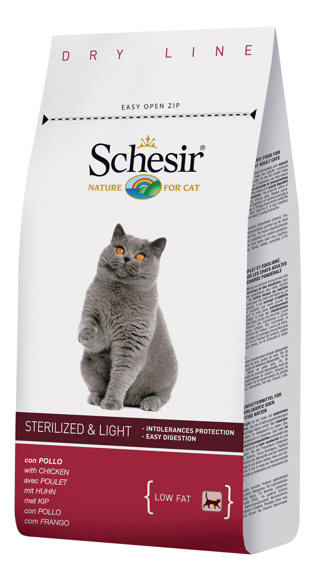 Сухой корм для кошек Schesir Sterilized and Light, для стерилизованных, курица, 0,4кг