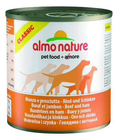 фото Консервы для собак almo nature classic, говядина, ветчина, 290г