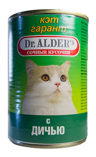 Консервы для кошек Dr. Alder's Cat Garant, с дичью в соусе, 24шт по 415г