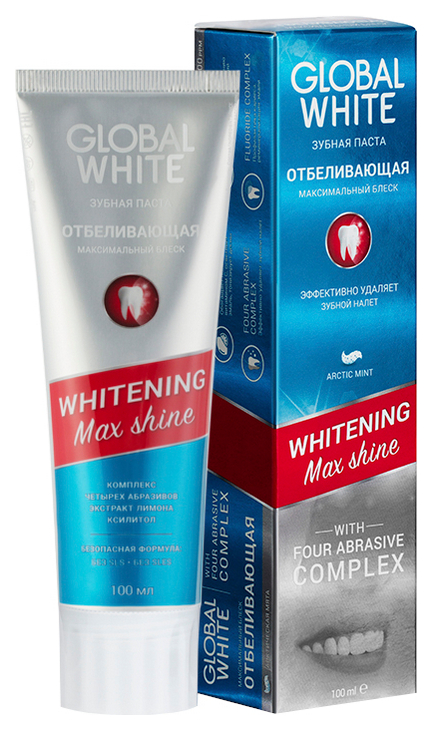 Зубная паста Global White Отбеливающая 100 мл global white max shine отбеливающая зубная паста 30 мл