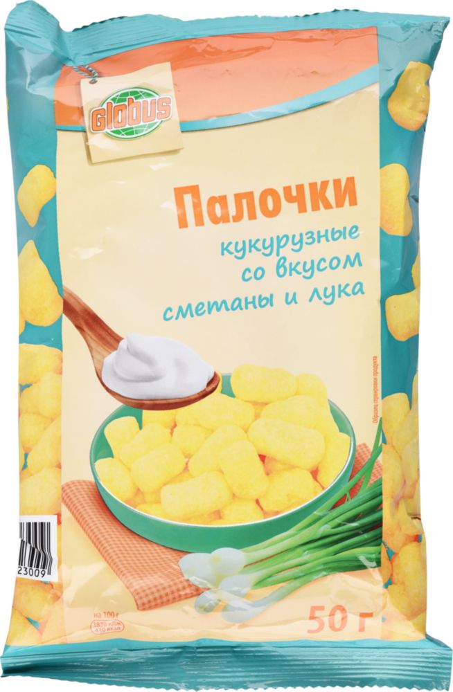 Кукурузные палочки Глобус со вкусом сметаны и лука 50 г