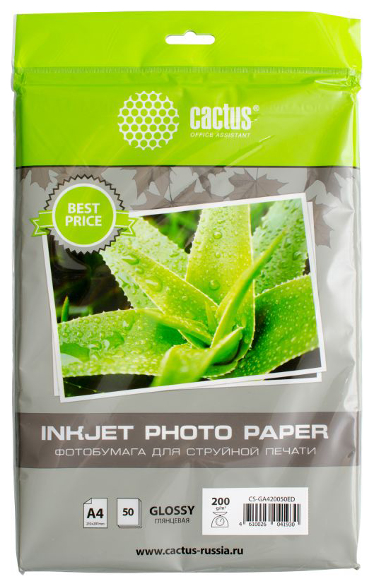 

Фотобумага для принтера Cactus CS-GA420050ED A4 EveryDay Белый, CS-GA420050ED