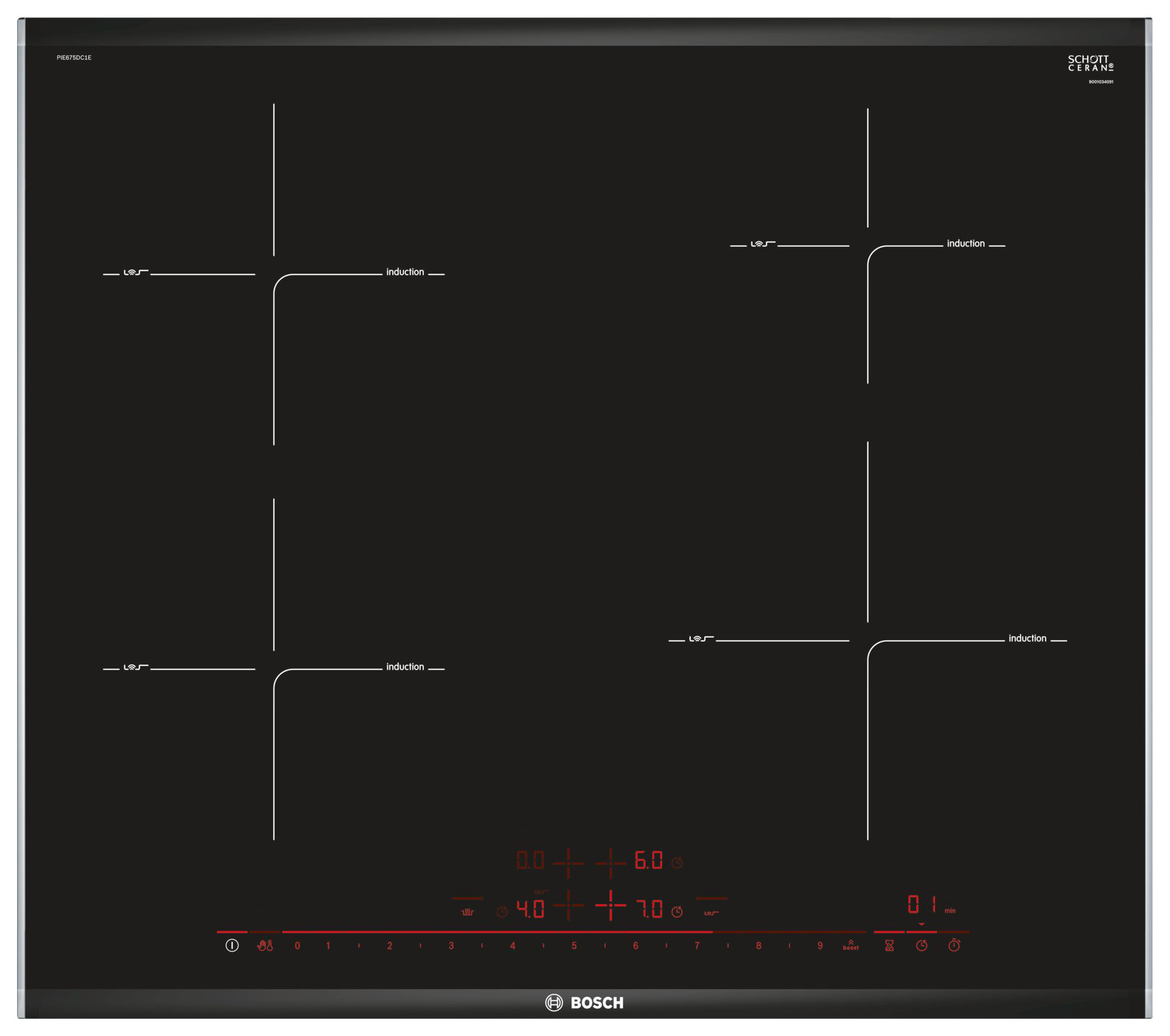 

Встраиваемая варочная панель индукционная Bosch PIE675DC1E Black, PIE675DC1E