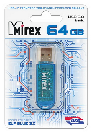 фото Флешка mirex elf 64гб blue (13600-fm3bef64)