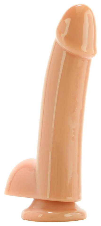 фото Телесный гладкий фаллоимитатор на присоске с мошонкой smooth 5 inch dildo 17 см ns novelties