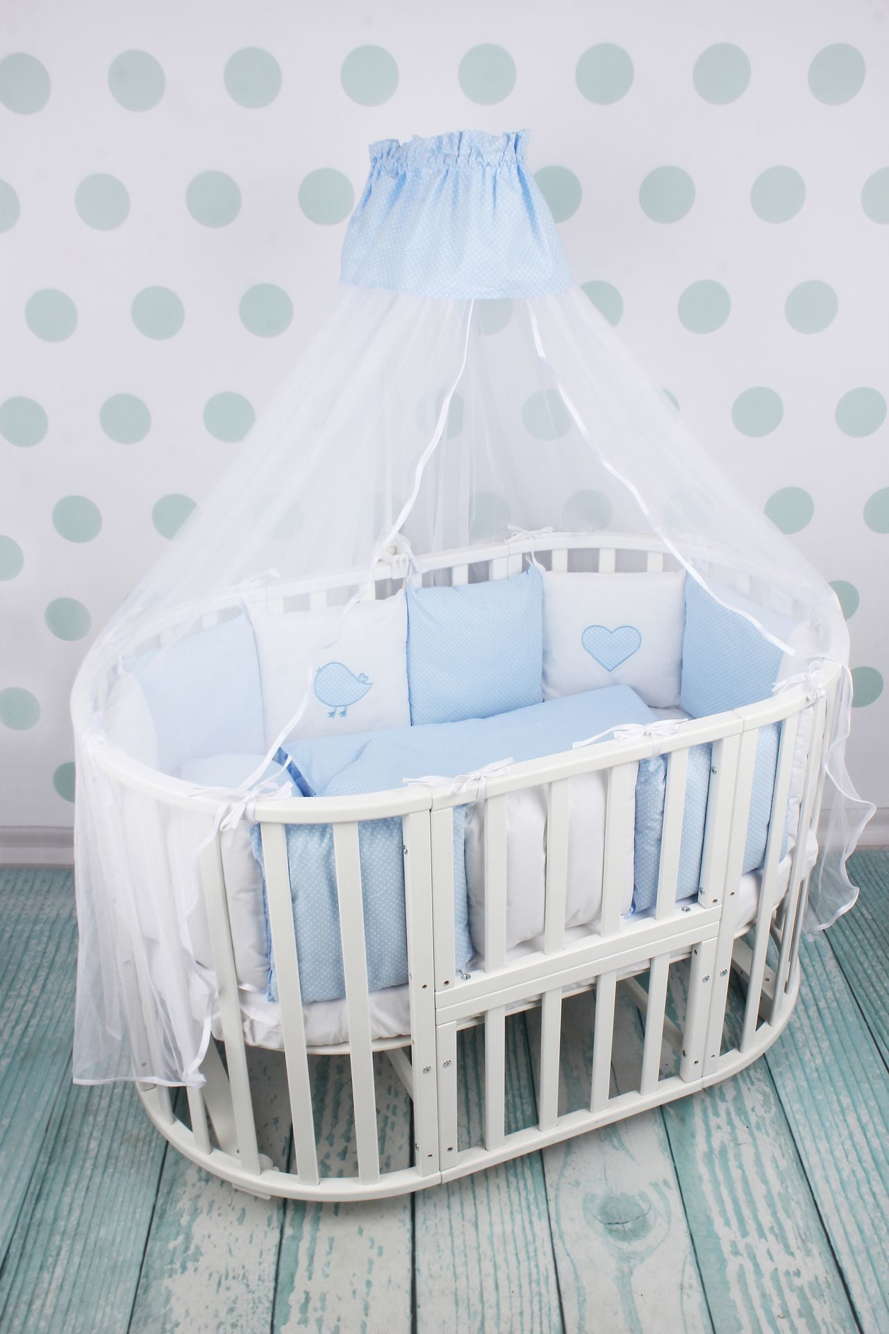 

Комплект Premium в кроватку 18 предметов (6+12 бортиков) AmaroBaby КРОХА (голубой)