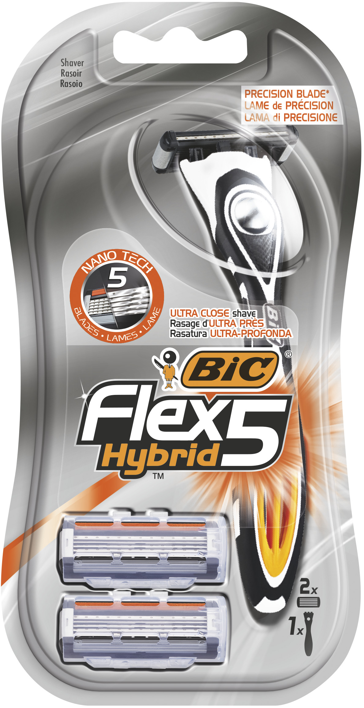 Станок для бритья BIC Flex 5 Hybrid + 2 кассеты сменные кассеты bic flex 5 hybrid 4 шт