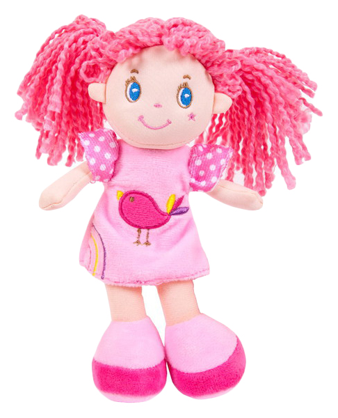 фото Кукла, с розовыми волосами в розовом платье, мягконабивная, 20 см abtoys